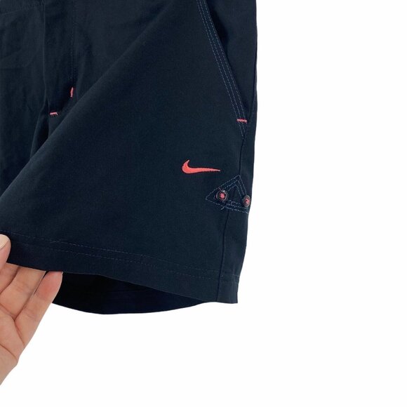 Nike Small Athletic Shorts Black Pink Roll Tab Cuff Womens Outdoors Pockets - Picture 3 of 8